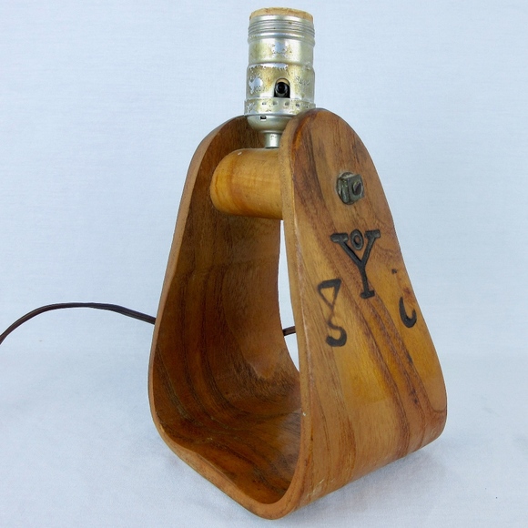 Vintage Accents Vintage Wooden Saddle Stirrup Lamp Ranch Brands